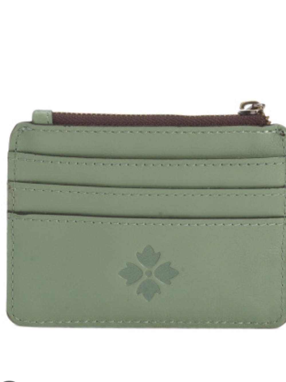 PATRICIA NASH NWT Sage Leather Goods Collection Card Holder with Zip Pocket